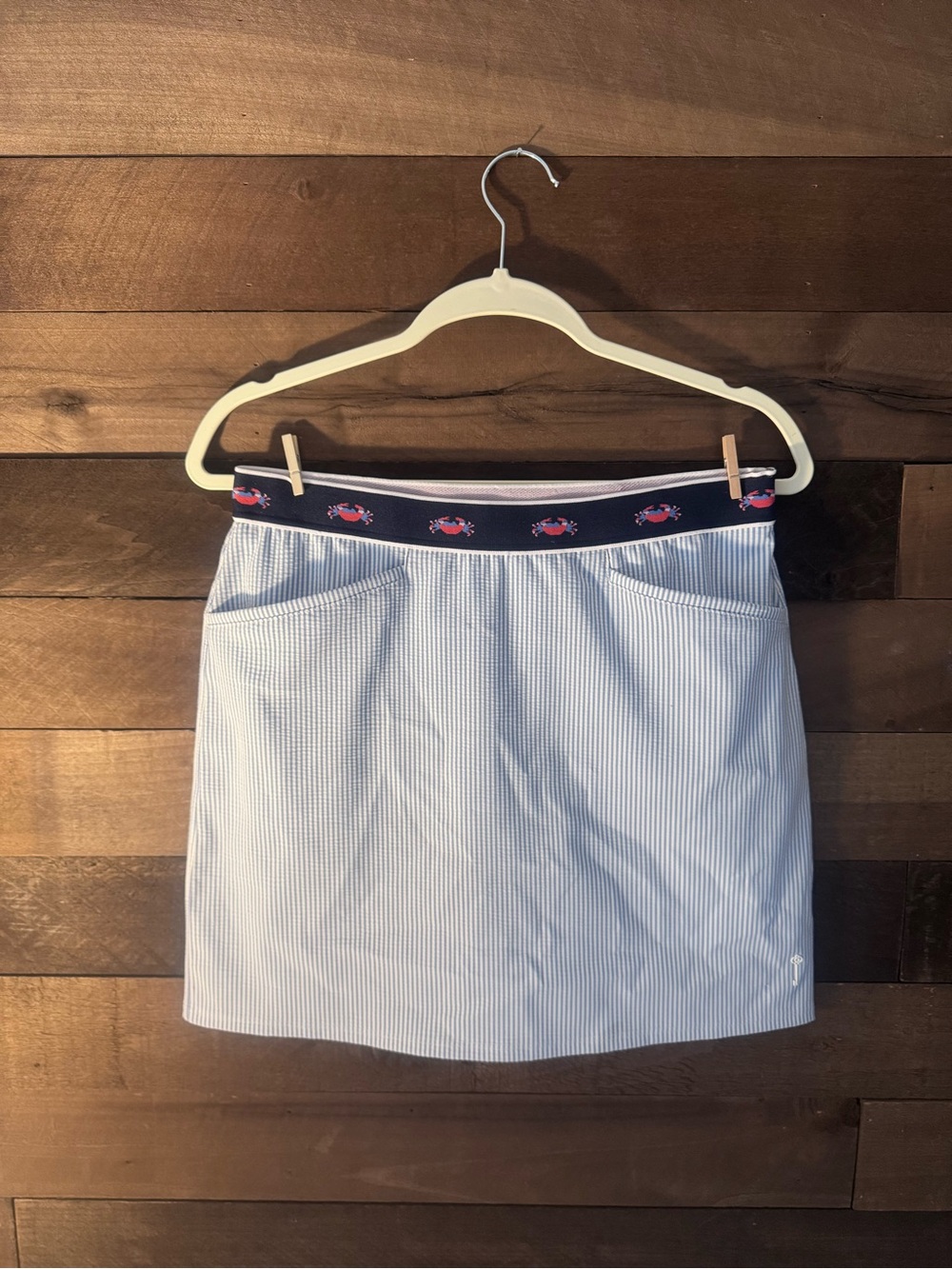 Belyn Key Navy Crab-Trim Blue Stripe Women's Skort